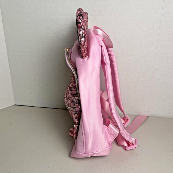 Disney Cruise Line Minnie Ears Sequin Pink Backpack Bibbidi Bobbidi BONUS Wallet - Picture 3 of 16